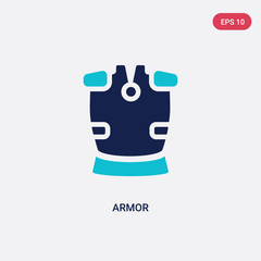 two color armor vector icon from greece concept. isolated blue armor vector sign symbol can be use for web, mobile and logo. eps 10