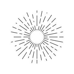 Obraz premium Sun rays drawn symbol. Sunlight linear icon isolated on white background. Vector illustration 