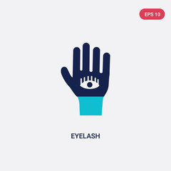 two color eyelash vector icon from gestures concept. isolated blue eyelash vector sign symbol can be use for web, mobile and logo. eps 10