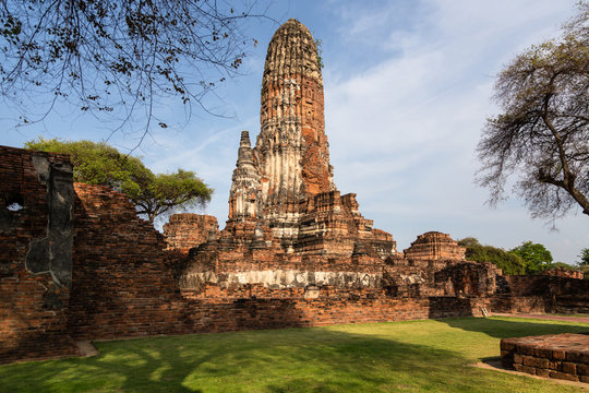 Ancient historic sites in Ayutthaya,Wat Phra Ram is a Buddhist temple in the city of Ayutthaya Historical Park,landmarks near Bangkok,Thailand,travel concept.