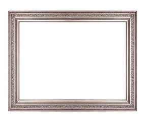 Silver frame for paintings, mirrors or photo isolated on white background