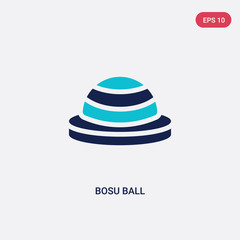 two color bosu ball vector icon from gym and fitness concept. isolated blue bosu ball vector sign symbol can be use for web, mobile and logo. eps 10