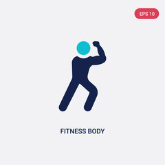 two color fitness body vector icon from gym and fitness concept. isolated blue fitness body vector sign symbol can be use for web, mobile and logo. eps 10