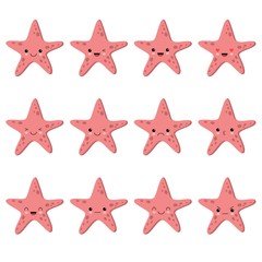 Fototapeta na wymiar Cute kawaii starfish vector collection design, animals vector collection design. set of emotions