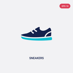 two color sneakers vector icon from gym equipment concept. isolated blue sneakers vector sign symbol can be use for web, mobile and logo. eps 10