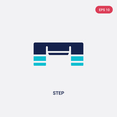 two color step vector icon from gym equipment concept. isolated blue step vector sign symbol can be use for web, mobile and logo. eps 10