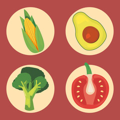 avocado tomato corn and broccoli vegetable