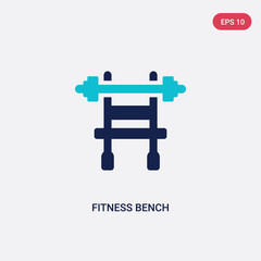 two color fitness bench vector icon from gym equipment concept. isolated blue fitness bench vector sign symbol can be use for web, mobile and logo. eps 10