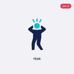 two color fear vector icon from halloween concept. isolated blue fear vector sign symbol can be use for web, mobile and logo. eps 10