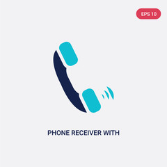 two color phone receiver with vector icon from hardware concept. isolated blue phone receiver with vector sign symbol can be use for web, mobile and logo. eps 10