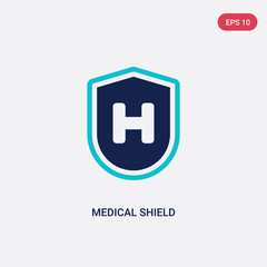 Fototapeta premium two color medical shield vector icon from health and medical concept. isolated blue medical shield vector sign symbol can be use for web, mobile and logo. eps 10
