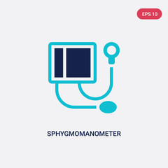 two color sphygmomanometer vector icon from health and medical concept. isolated blue sphygmomanometer vector sign symbol can be use for web, mobile and logo. eps 10
