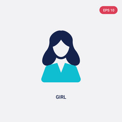 two color girl vector icon from health concept. isolated blue girl vector sign symbol can be use for web, mobile and logo. eps 10