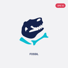 two color fossil vector icon from history concept. isolated blue fossil vector sign symbol can be use for web, mobile and logo. eps 10