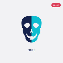 two color skull vector icon from history concept. isolated blue skull vector sign symbol can be use for web, mobile and logo. eps 10