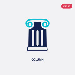 two color column vector icon from history concept. isolated blue column vector sign symbol can be use for web, mobile and logo. eps 10