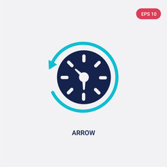 Fototapeta premium two color arrow vector icon from history concept. isolated blue arrow vector sign symbol can be use for web, mobile and logo. eps 10
