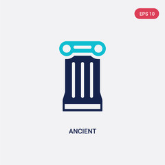 two color ancient vector icon from history concept. isolated blue ancient vector sign symbol can be use for web, mobile and logo. eps 10