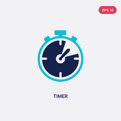 two color timer vector icon from hockey concept. isolated blue timer vector sign symbol can be use for web, mobile and logo. eps 10