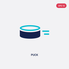 two color puck vector icon from hockey concept. isolated blue puck vector sign symbol can be use for web, mobile and logo. eps 10