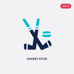 two color hockey stick vector icon from hockey concept. isolated blue hockey stick vector sign symbol can be use for web, mobile and logo. eps 10