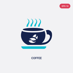 two color coffee vector icon from hotel concept. isolated blue coffee vector sign symbol can be use for web, mobile and logo. eps 10