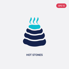 two color hot stones vector icon from accommodation concept. isolated blue hot stones vector sign symbol can be use for web, mobile and logo. eps 10