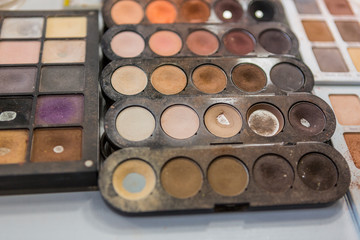 makeup accessories, brushes, palette, make-up and make-up. working environment of make-up artist....