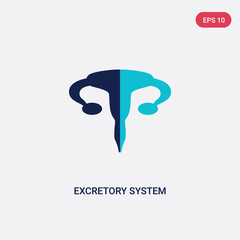 two color excretory system vector icon from human body parts concept. isolated blue excretory system vector sign symbol can be use for web, mobile and logo. eps 10