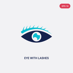 two color eye with lashes vector icon from human body parts concept. isolated blue eye with lashes vector sign symbol can be use for web, mobile and logo. eps 10