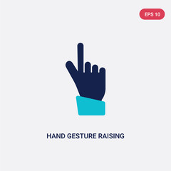 two color hand gesture raising the index finger vector icon from human body parts concept. isolated blue hand gesture raising the index finger vector sign symbol can be use for web, mobile and logo.