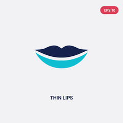 two color thin lips vector icon from human body parts concept. isolated blue thin lips vector sign symbol can be use for web, mobile and logo. eps 10