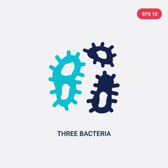 two color three bacteria vector icon from human body parts concept. isolated blue three bacteria vector sign symbol can be use for web, mobile and logo. eps 10
