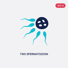 two color two spermatozoon vector icon from human body parts concept. isolated blue two spermatozoon vector sign symbol can be use for web, mobile and logo. eps 10