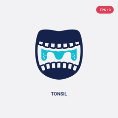 two color tonsil vector icon from human body parts concept. isolated blue tonsil vector sign symbol can be use for web, mobile and logo. eps 10