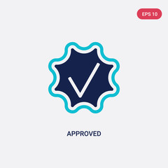 two color approved vector icon from human resources concept. isolated blue approved vector sign symbol can be use for web, mobile and logo. eps 10