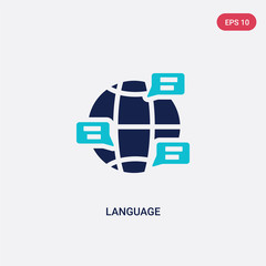 two color language vector icon from job resume concept. isolated blue language vector sign symbol can be use for web, mobile and logo. eps 10 © zaurrahimov