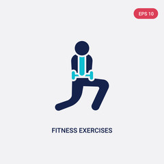 two color fitness exercises vector icon from humans concept. isolated blue fitness exercises vector sign symbol can be use for web, mobile and logo. eps 10