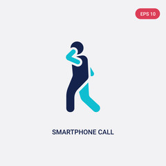 two color smartphone call vector icon from humans concept. isolated blue smartphone call vector sign symbol can be use for web, mobile and logo. eps 10