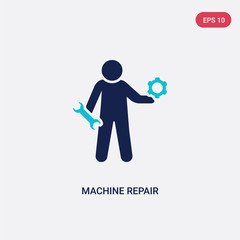 two color machine repair vector icon from humans concept. isolated blue machine repair vector sign symbol can be use for web, mobile and logo. eps 10