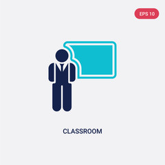 two color classroom vector icon from humans concept. isolated blue classroom vector sign symbol can be use for web, mobile and logo. eps 10