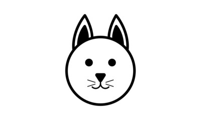 Vector Cat Icon. Round Line Animal Icon.