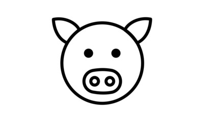 Vector Pig Icon. Round Line Animal Icon.