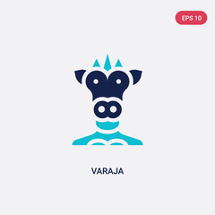 two color varaja vector icon from india concept. isolated blue varaja vector sign symbol can be use for web, mobile and logo. eps 10