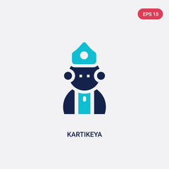 two color kartikeya vector icon from india concept. isolated blue kartikeya vector sign symbol can be use for web, mobile and logo. eps 10