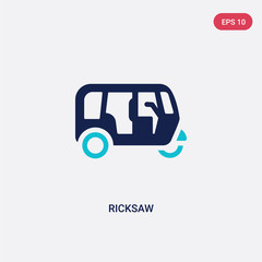 two color ricksaw vector icon from india concept. isolated blue ricksaw vector sign symbol can be use for web, mobile and logo. eps 10