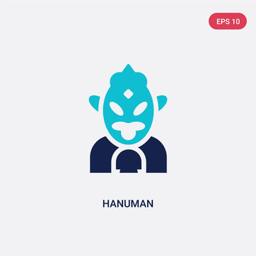 two color hanuman vector icon from india concept. isolated blue hanuman vector sign symbol can be use for web, mobile and logo. eps 10