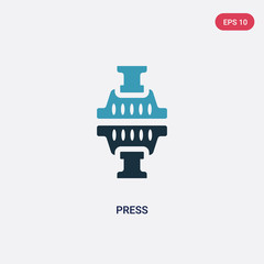 two color press vector icon from industry concept. isolated blue press vector sign symbol can be use for web, mobile and logo. eps 10