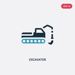 two color excavator vector icon from industry concept. isolated blue excavator vector sign symbol can be use for web, mobile and logo. eps 10
