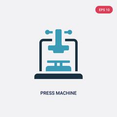 two color press machine vector icon from industry concept. isolated blue press machine vector sign symbol can be use for web, mobile and logo. eps 10